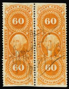 R64b, 60¢ Inland Exchange Revenue Pair - VF-XF & Sound Cat $225.00 - Stuart Katz