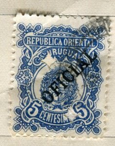 URUGUAY; 1890s-1900s early classic OFFICIAL Optd. issue used 5c. value