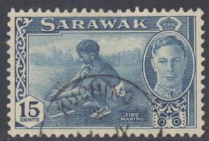 Sarawak Scott 188 - SG179, 1950 George VI 15c used