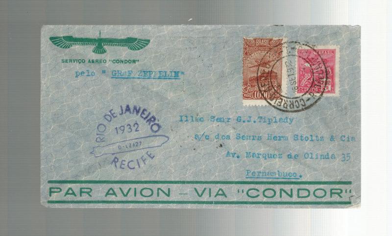 1932 Brazil Graf Zeppelin cover to Pernambuco Condor Syndicate