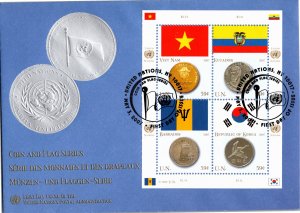 United Nations, New York, Worldwide First Day Cover, Coin, Flags, Vietnam, Ec...