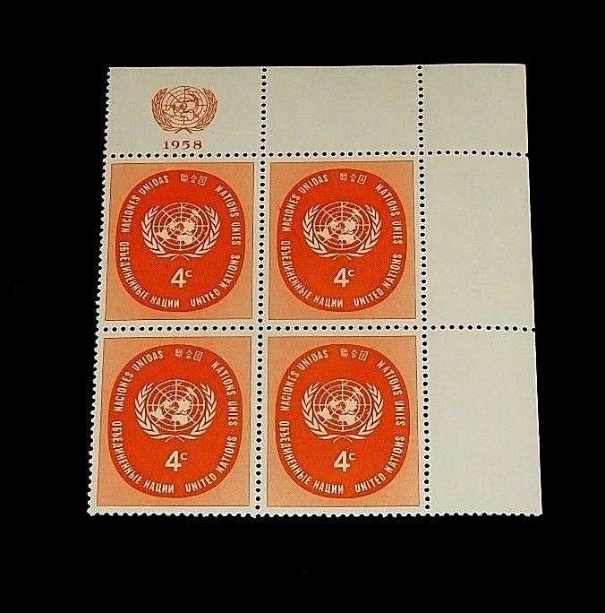 U.N. 1958,NEW YORK #63, GENERAL ASSEMBLY, MNH, INSC. BLK/4, NICE! LQQK!