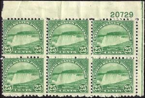 568 Mint,OG,HR... Plate Block of 6... SCV $300.00