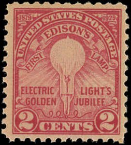 US Sc 654 VF/MNH - 1929 2¢ Edison's First Lamp - Flat Press
