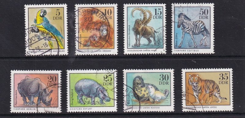 German Democratic Republic DDR  #1630-1637 used 1975 zoological gardens  animals