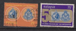 Malaysia 1973 Sc 106-7 Interpol Used