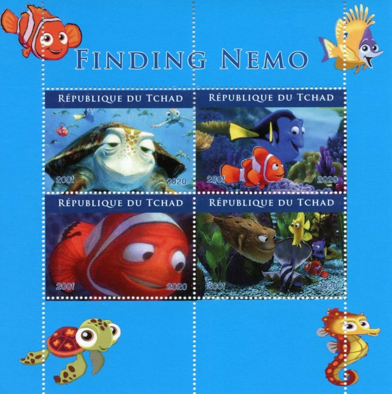 Chad Disney Stamps 2020 MNH Finding Nemo Dory Pixar Cartoons Animation 4v  M/S | Africa - Chad, Stamp / HipStamp
