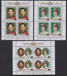 247-49 Aitutaki 1981 Royal Wedding Sheets MNH