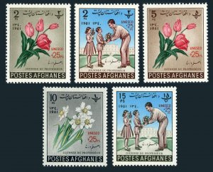 Afghanistan B47-B51, B51a sheet, MNH. UNESCO, 1962. Teacher's Day. Flowers.