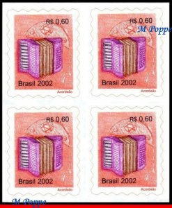 2875 BRAZIL 2002 MUSICAL INSTRUMENTS, MUSIC, ACCORDION, RHM 818, BLOCK MNH