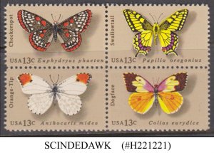 UNITED STATES USA - 1977 BUTTERFLIES SCOTT#1712-15 - SE-TENANT BLOCK OF 4 - MNH