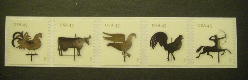 Scott 4613-4617 or 4617a, 45c Weather Vanes, Strip of 5, MNH Beauties