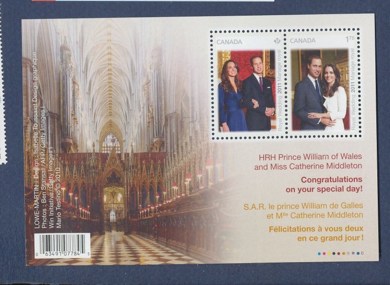 CANADA - Scott 2436b  - MNH S/S - Prince William Wedding - 2011 