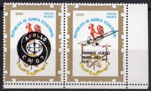 Equatorial Guinea 1976 Apollo-Soyuz/CONCORDE Pair Perforated Mi#837I/838I MNH