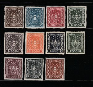 Austria 288-298 Complete Set Mint Hinged, Symbols Of Art and Science (B)