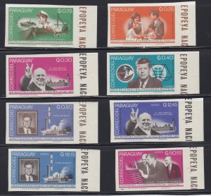 Paraguay # 887-894, John F. Kennedy, Space,Imperf Set, NH, 1/2 Cat.