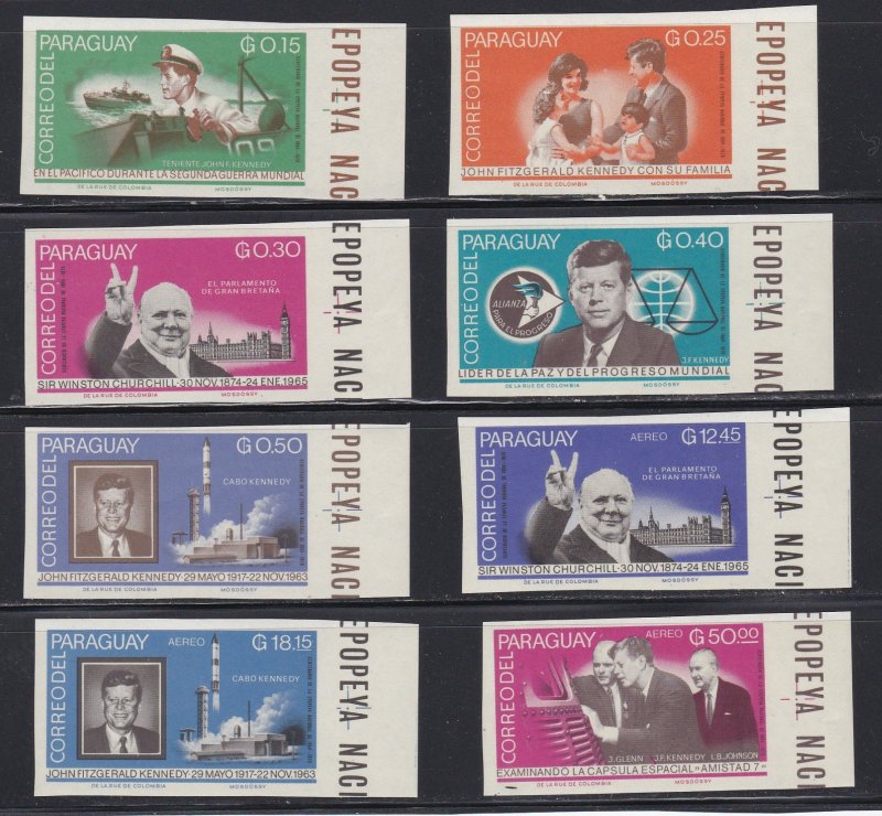 Paraguay # 887-894, John F. Kennedy, Space,Imperf Set, NH, 1/2 Cat.