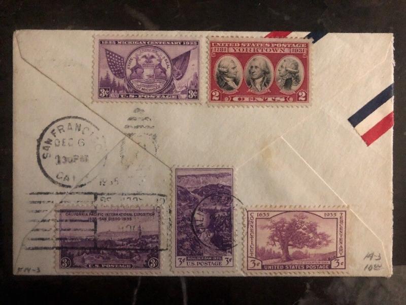 1935 Honolulu Hawaii first flight cover FFC To San Francisco Ca USA FAM 14