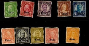 #658-668 - Kans. Complete Set,  Mint - Hinged.