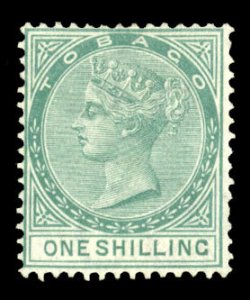 Tobago #4 Cat$400, 1879 1sh green, unused without gum, nice color, with 1964 ...