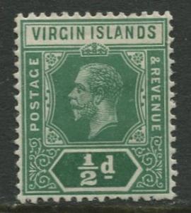 Virgin Is.- Scott 38 - KGV Definitive -1913 - MVLH -Wmk 3 - Single 1/2p Stamp