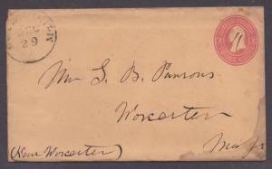 **US 19th Century P/S Cover, SC# U35, Boylston, MA, 12/29 CDS + Oval F/C, DPO4