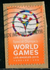 4986 US (49c) Special Olympics World Games SA,  used on paper