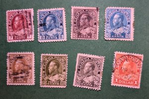 Canada Scott # 114-120 used and 122 used
