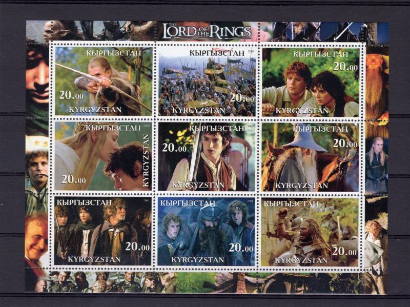 Kyrgyzstan 2001 THE LORD OF THE RINGS Sheetlet (9) Perforated MNH