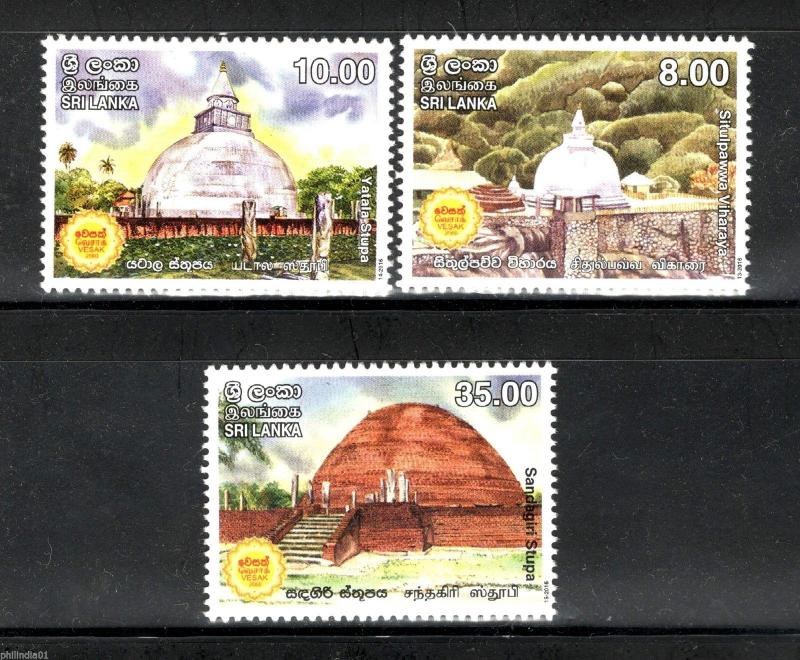 Sri Lanka 2016 Vesak Stupa Buddha Buddhist Architecture Religion 3v MNH # 4256