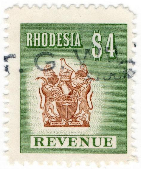 (I.B) Rhodesia Revenue : Duty Stamp $4