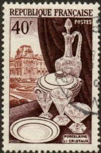 France 713 - Used - 40fr Crystal Ware and China (1954)