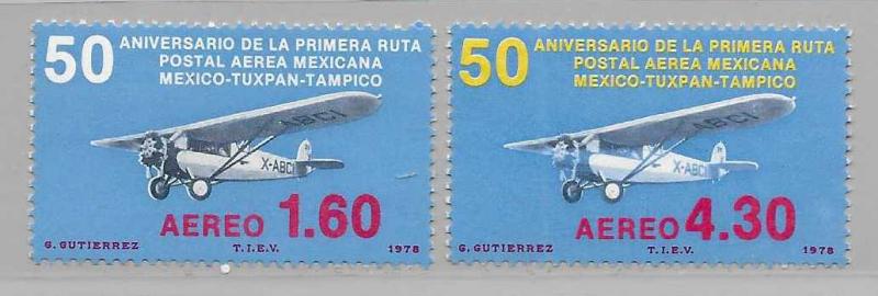 Mexico C561-62 50th 1st Airmail Route set MNH