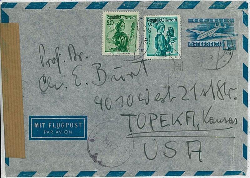 AUSTRIA  -  POSTAL HISTORY:  AEROGRAMME to USA 1957