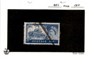 Great Britain, Postage Stamp, #311 Used, 1955 Queen Elizabeth (AF)