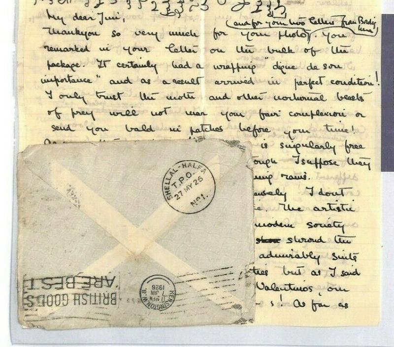 SUDAN *Shellal-Halfa* TPO Cover + Letter 1926 {samwells-covers} MS3049