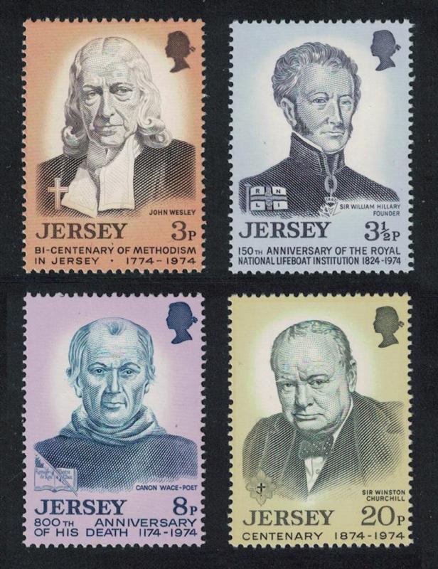 Jersey Churchill Wesley Hillary Wace Anniversaries 4v SG#111-114