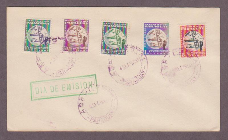 Paraguay # C179 - C183 UPU 75th Anniversary FDC