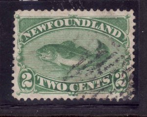 Newfoundland id.#10367-Sc.#47 - 2c Codfish , green - used