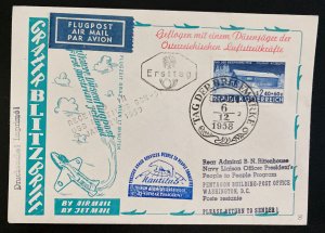 1958 Austria First Day Airmail Cover FDC To Washington DC Usa