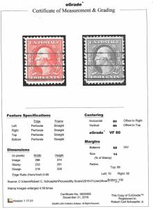 358 2 cents Bluish Paper Washington Carmine Stamp used EGRADED VF 80