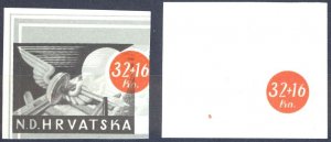 Croatia Sc# B55 (PROOFS? ERRORS?) MNH set/2 Winged Wheel