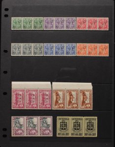 ST. LUCIA : 1938 KGVI Pictorial original set ½d to 10/- SPECIMEN in strips. RARE