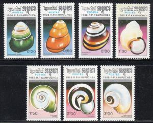 Cambodia 884-90 - Mint-NH - Snails / Shells (1988) (cv $5.25)