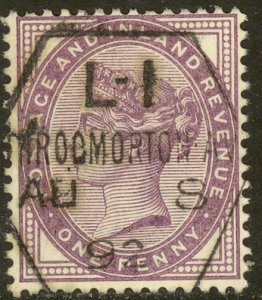 GREAT BRITAIN 1881 QV 1d Lilac Portrait Issue Sc 89 THROCMORTON LATE FEE Pmk VFU