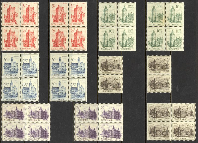 Netherlands Sc# B224-B228 MNH lot/8 1951 Castles