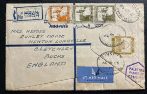 1939 Jerusalem Palestine Registered Stationery Cover To Bletchley England H&Gc7