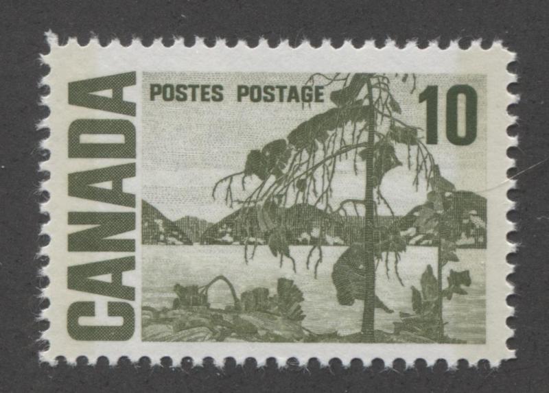 Canada #462piv 10c Dp Yellow Grn 1967-73 Centennial DF BW Wpg Tag Light VF-75 NH