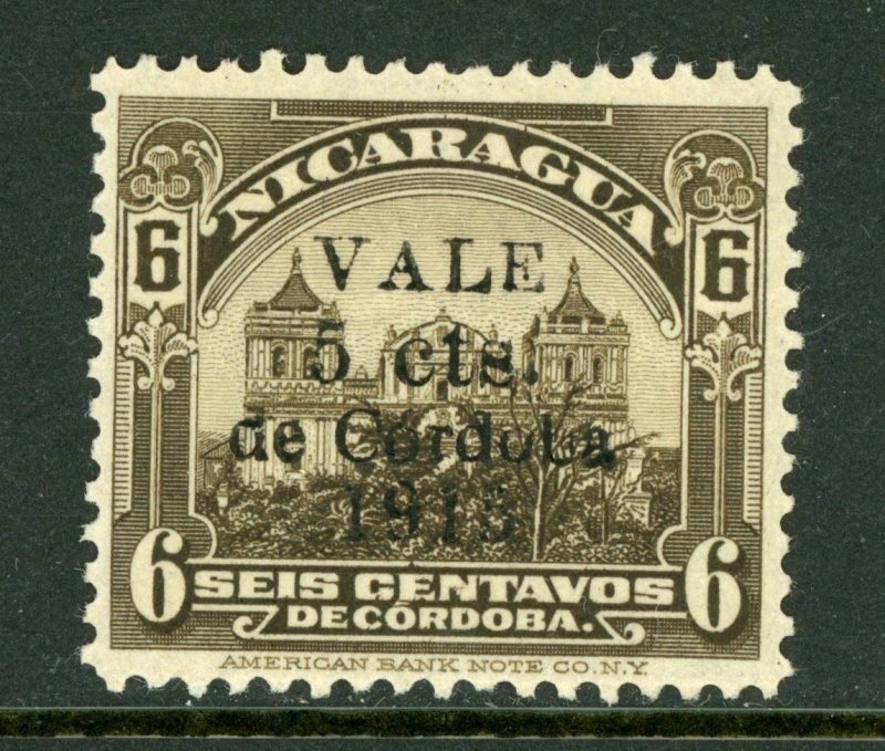 Nicaragua 1918 Cathedral Provisional 5¢/6¢ Scott 361 Mint M467