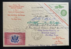 1936 Reynosa Tamps Mexico First Rocket Flight cover To McAllen USA Signed #2